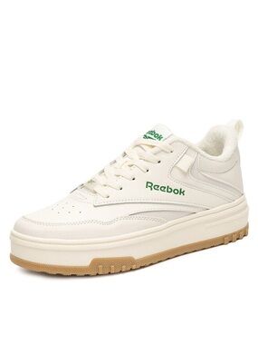 Reebok Off-White Leather Low-Top with Green Logo and Gum Sole